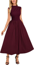 Miusol Women's Retro Half Collar Sleeveless with Pocket Casual Swing Dress | Sleevelss, Slim Cutting, Under Knee Length, For Outdoor
